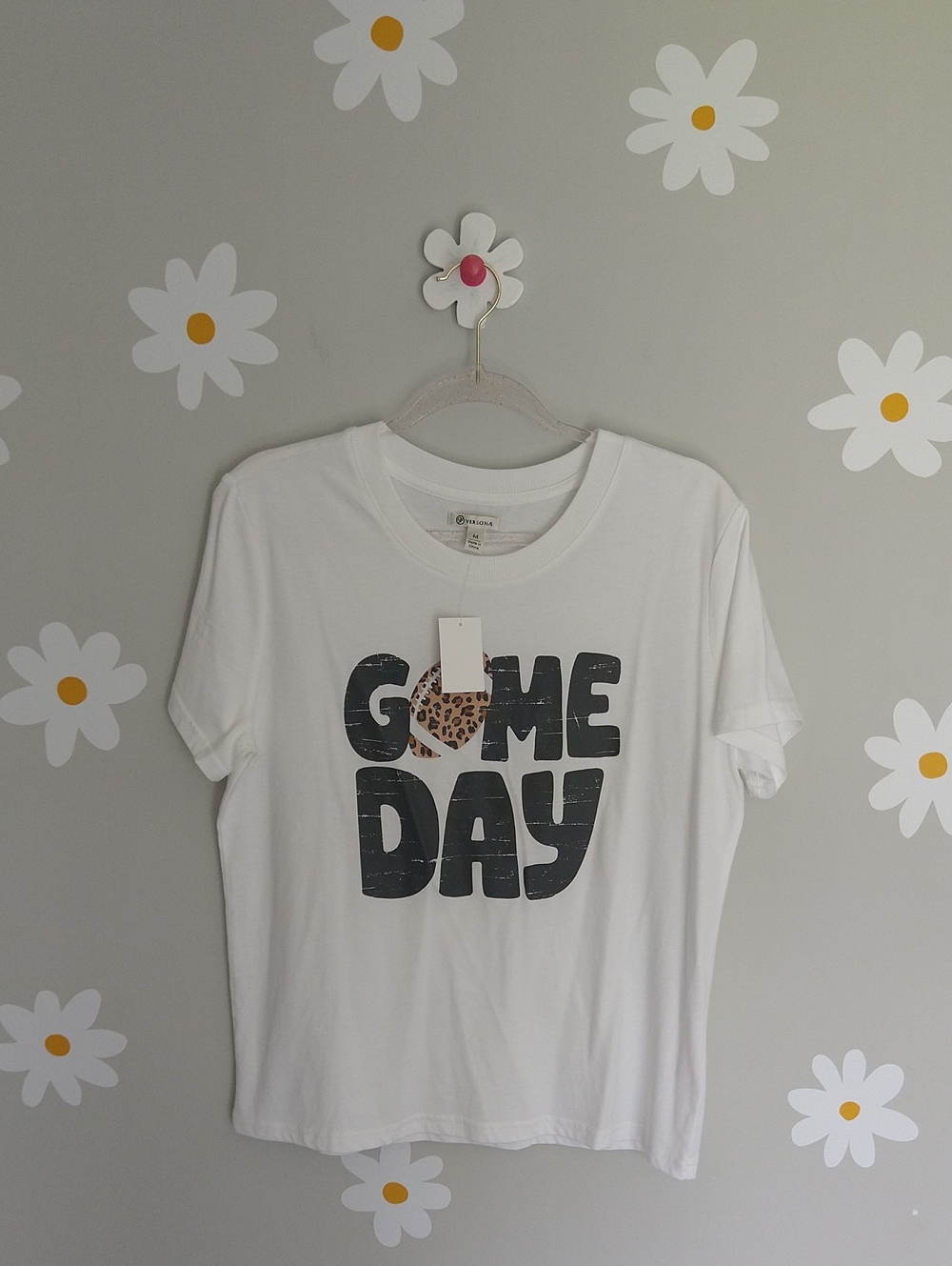 NWT Versona White Football "Game Day" Graphic Tee